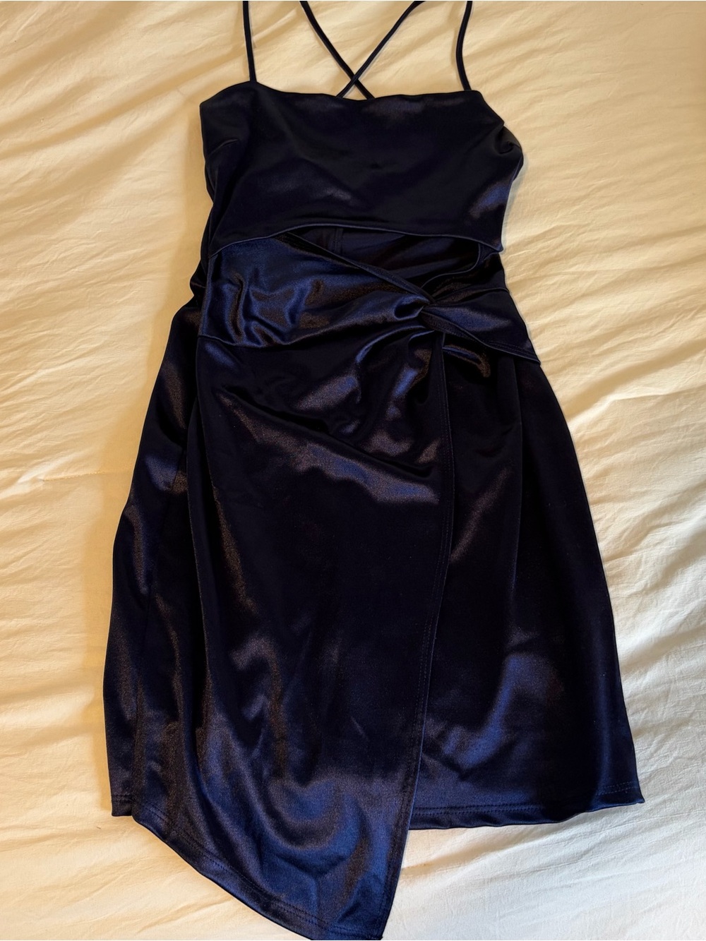 Windsor Navy Satin Mini Dress with Cutout